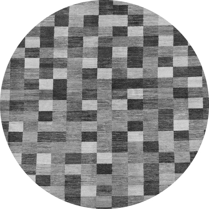 Round Checkered Gray Modern Rug, abs256gry