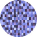 Round Checkered Blue Modern Rug, abs256blu