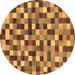 Round Machine Washable Checkered Brown Modern Rug, wshabs256brn