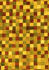 Checkered Yellow Modern Rug, abs256yw