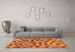 Machine Washable Checkered Orange Modern Area Rugs in a Living Room, wshabs256org