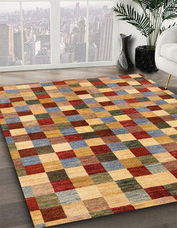 Machine Washable Abstract Metallic Gold Rug in a Family Room, wshabs256