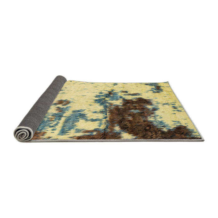 Sideview of Abstract Mustard Yellow Modern Rug, abs2570