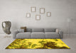 Machine Washable Abstract Yellow Modern Rug in a Living Room, wshabs2570yw