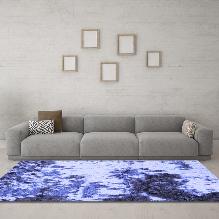 Machine Washable Abstract Blue Modern Rug in a Living Room, wshabs2570blu