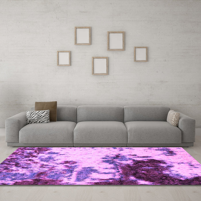 Machine Washable Abstract Purple Modern Area Rugs in a Living Room, wshabs2570pur