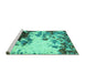 Sideview of Machine Washable Abstract Turquoise Modern Area Rugs, wshabs2570turq