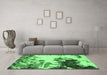 Machine Washable Abstract Emerald Green Modern Area Rugs in a Living Room,, wshabs2570emgrn