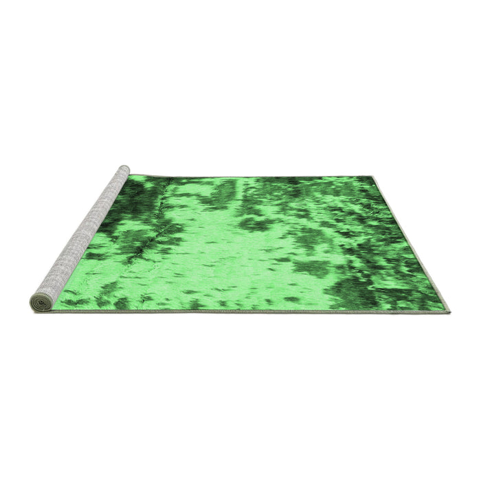 Sideview of Machine Washable Abstract Emerald Green Modern Area Rugs, wshabs2570emgrn