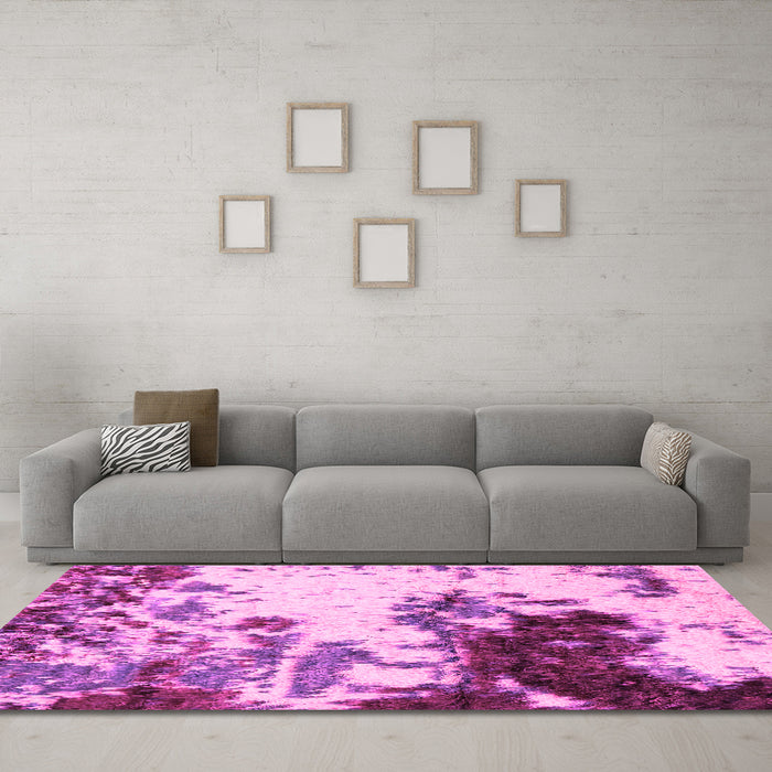 Machine Washable Abstract Pink Modern Rug in a Living Room, wshabs2570pnk