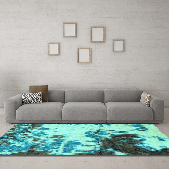 Machine Washable Abstract Light Blue Modern Rug in a Living Room, wshabs2570lblu