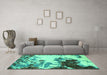 Machine Washable Abstract Turquoise Modern Area Rugs in a Living Room,, wshabs2570turq