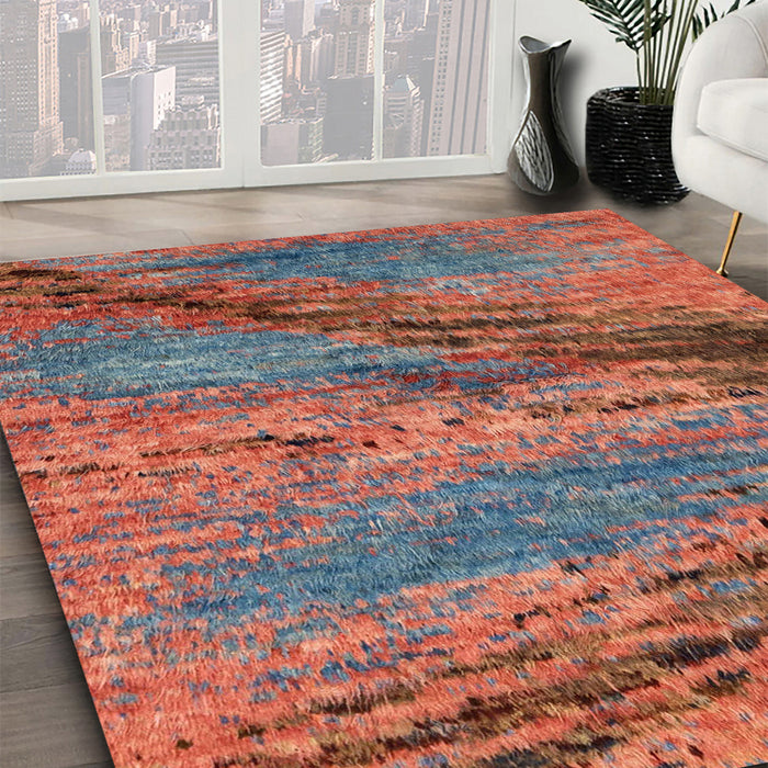 Machine Washable Abstract Rose Dust Purple Rug in a Family Room, wshabs2571