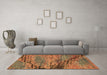 Machine Washable Abstract Brown Modern Rug in a Living Room,, wshabs2571brn