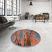 Round Abstract Rose Purple Modern Rug in a Office, abs2571