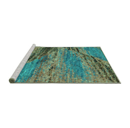 Sideview of Machine Washable Abstract Turquoise Modern Area Rugs, wshabs2571turq