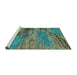 Sideview of Machine Washable Abstract Turquoise Modern Area Rugs, wshabs2571turq