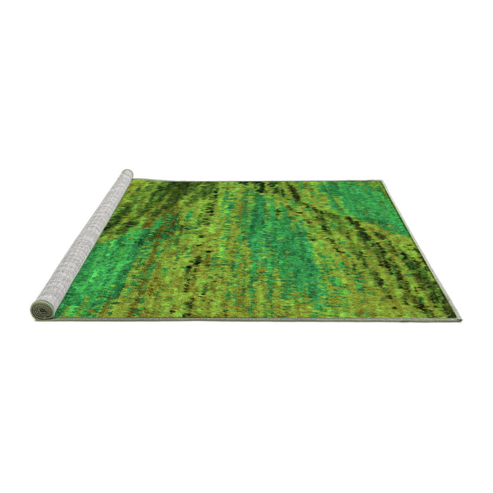 Sideview of Machine Washable Abstract Green Modern Area Rugs, wshabs2571grn
