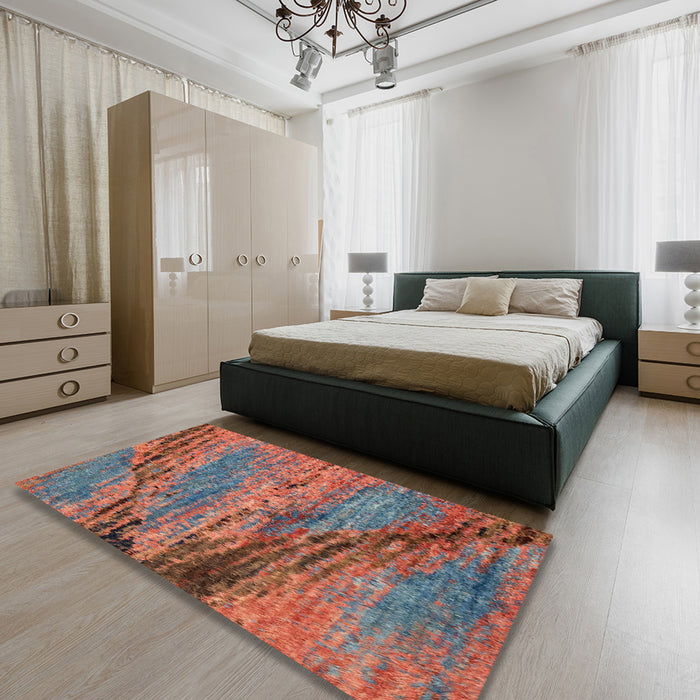 Machine Washable Abstract Rose Dust Purple Rug in a Bedroom, wshabs2571