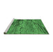 Sideview of Machine Washable Abstract Emerald Green Modern Area Rugs, wshabs2571emgrn