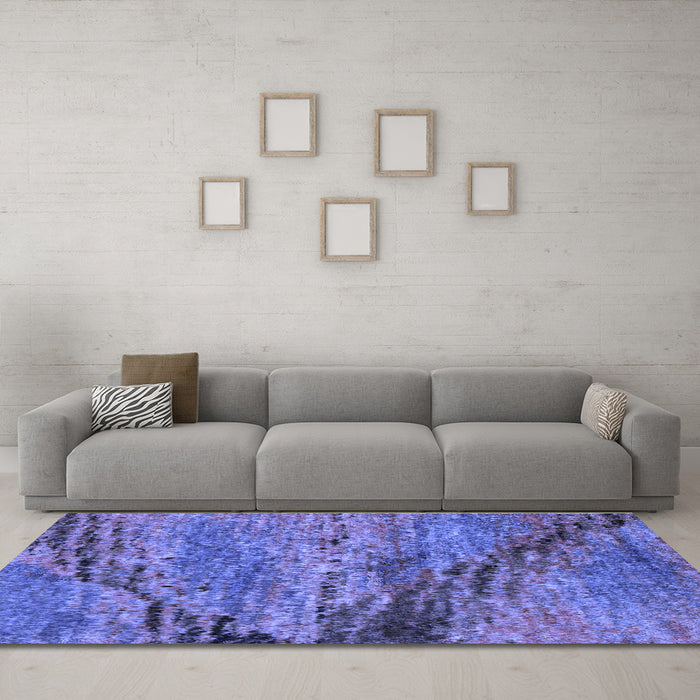 Machine Washable Abstract Blue Modern Rug in a Living Room, wshabs2571blu