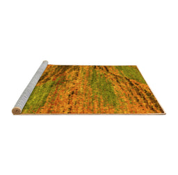 Sideview of Machine Washable Abstract Yellow Modern Rug, wshabs2571yw