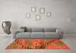 Machine Washable Abstract Orange Modern Area Rugs in a Living Room, wshabs2571org