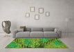 Machine Washable Abstract Green Modern Area Rugs in a Living Room,, wshabs2571grn