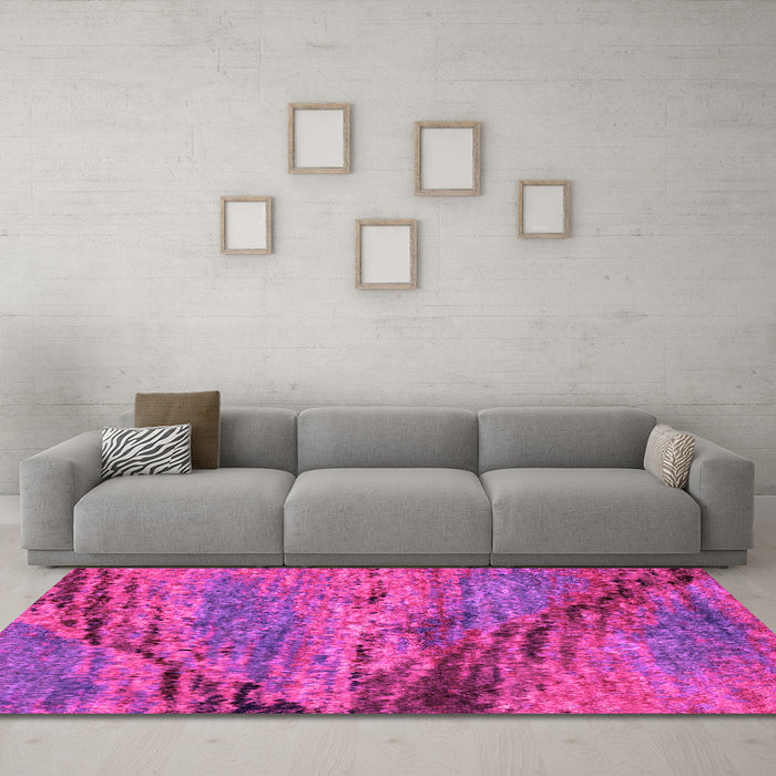 Machine Washable Abstract Pink Modern Rug in a Living Room, wshabs2571pnk