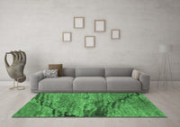 Machine Washable Abstract Emerald Green Modern Rug, wshabs2571emgrn