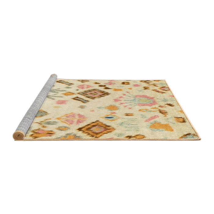 Sideview of Machine Washable Abstract Khaki Gold Rug, wshabs2572