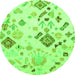 Round Abstract Green Modern Rug, abs2572grn