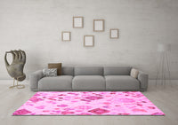 Machine Washable Abstract Pink Modern Rug, wshabs2572pnk