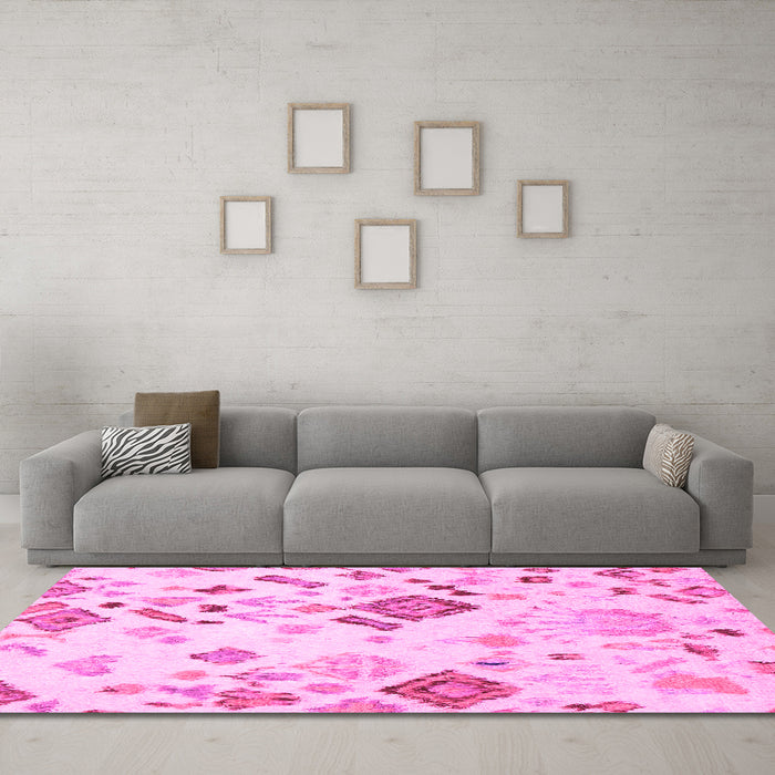 Machine Washable Abstract Pink Modern Rug in a Living Room, wshabs2572pnk