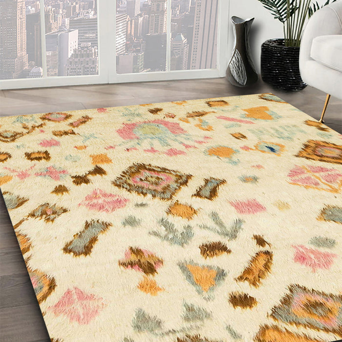 Machine Washable Abstract Khaki Gold Rug in a Family Room, wshabs2572