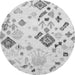 Round Machine Washable Abstract Gray Modern Rug, wshabs2572gry