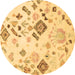 Round Abstract Brown Modern Rug, abs2572brn