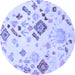 Round Machine Washable Abstract Blue Modern Rug, wshabs2572blu