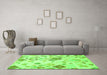 Machine Washable Abstract Green Modern Area Rugs in a Living Room,, wshabs2572grn