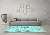 Machine Washable Abstract Light Blue Modern Rug, wshabs2572lblu