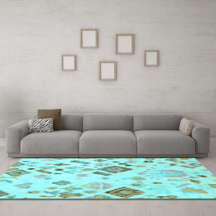 Machine Washable Abstract Light Blue Modern Rug in a Living Room, wshabs2572lblu