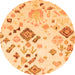 Round Machine Washable Abstract Orange Modern Area Rugs, wshabs2572org