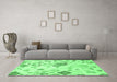 Machine Washable Abstract Emerald Green Modern Area Rugs in a Living Room,, wshabs2572emgrn