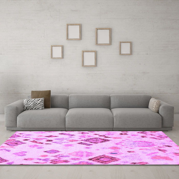 Machine Washable Abstract Purple Modern Area Rugs in a Living Room, wshabs2572pur