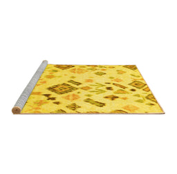 Sideview of Machine Washable Abstract Yellow Modern Rug, wshabs2572yw