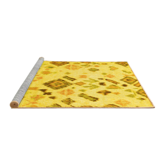 Sideview of Machine Washable Abstract Yellow Modern Rug, wshabs2572yw