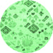 Round Abstract Emerald Green Modern Rug, abs2572emgrn