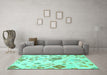 Machine Washable Abstract Turquoise Modern Area Rugs in a Living Room,, wshabs2572turq