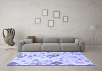 Machine Washable Abstract Blue Modern Rug, wshabs2572blu