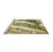 Sideview of Machine Washable Abstract Ginger Brown Green Rug, wshabs2573